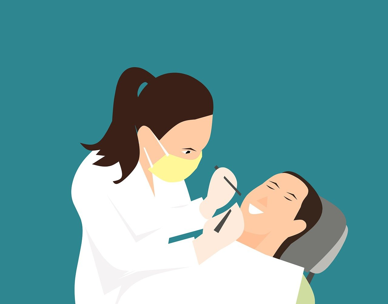 Dentist operating on a patient