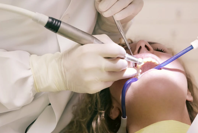 A patient getting a dental checkup